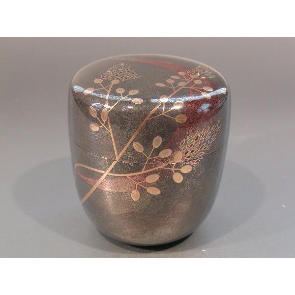 茶道具　中棗　萩蒔絵　内銀地、　角出俊平作