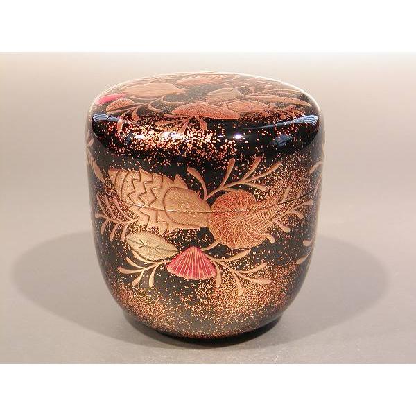 茶道具 大棗 海松貝（みるがい）蒔絵 内梨地、 岡沢起幸作 : 佐藤大観