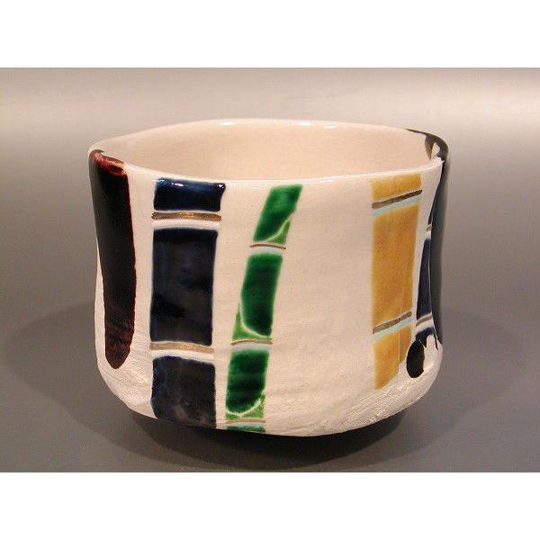 茶道具　抹茶茶碗　幾何学紋　Ｎ7　竹林、　京都　山本阿吽（あうん）作 | 