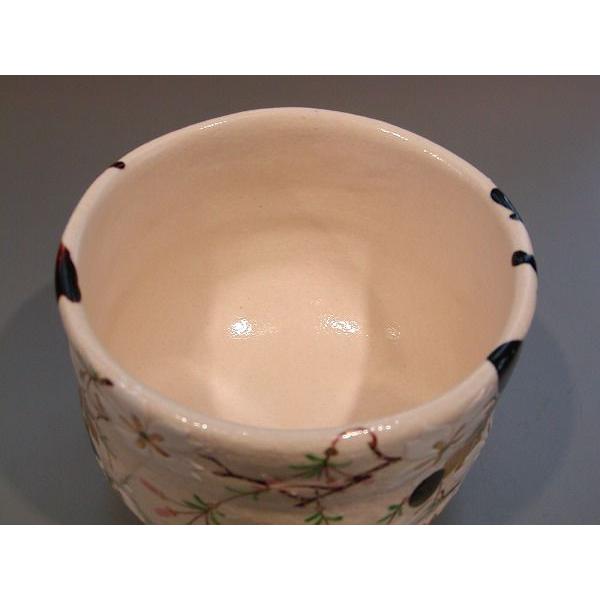 茶道具 茶碗 仁清 色絵 春草 茶碗 京焼 清水焼 山本閑人 阿吽 新品