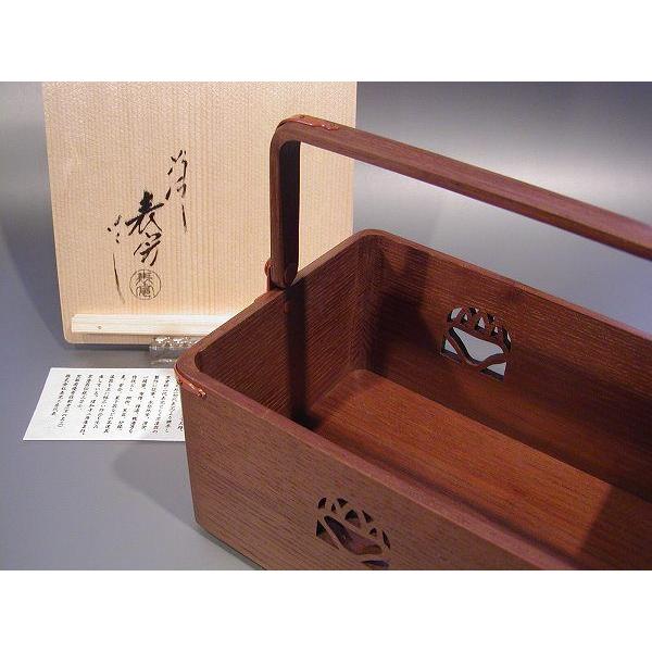 茶道具 手付 煙草盆(たばこ盆-莨盆) 桑桐透かし 鵬雲斎好、川瀬 茶道具 手付 煙草盆(たばこ盆-莨盆) 桑桐透かし 鵬雲斎好、川瀬