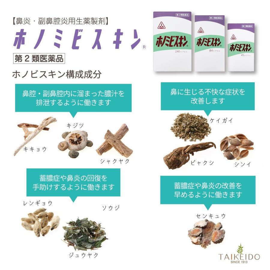 第2類医薬品】ホノミビスキン 45カプセル ホノミ漢方 蓄膿症(慢性副