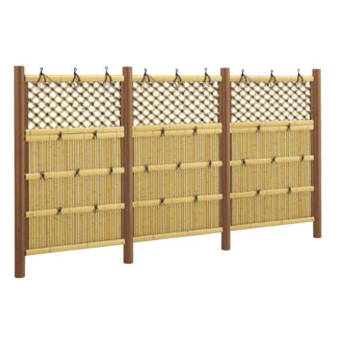 2本付 W1380xh1500mm 人工竹垣 さらし竹 竹フェンス アルミ支柱90丸使用 人工竹 立御簾垣窓付i型 Pas 312 4 大光産業 匠 90丸焼木目2100mm