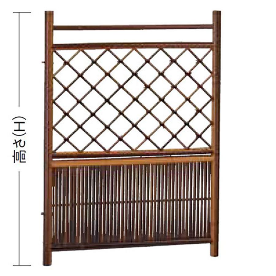 大津風二段枝折戸（金具付）（煤竹 匠）W750×H900mm 合成竹 竹垣根 竹垣フェンス 樹脂 和風 仕切り 竹プラスチック フェンス 竹垣 ...