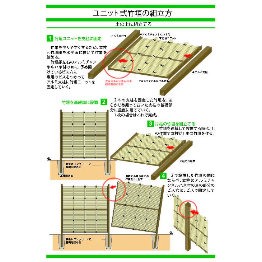 かんたん組立済 人工竹御簾垣A型 W1800xH1800mm追加セット  合成竹 竹垣根 竹垣フェンス 樹脂 和風 仕切り 竹プラスチック フェンス 竹垣 目隠し 目かくしの画像