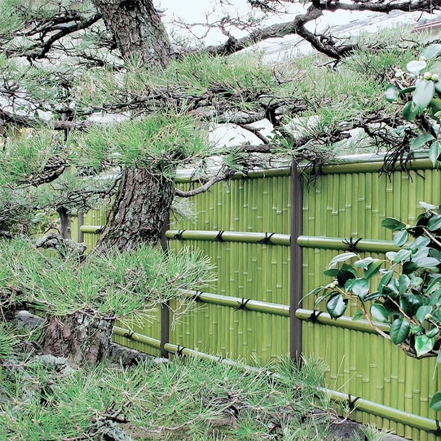 人工竹 簡単組立済 建仁寺 両面張 青竹 基本セットW1800xH1800mm 合成竹 竹垣根 竹垣フェンス 樹脂 和風 仕切り 竹 ...
