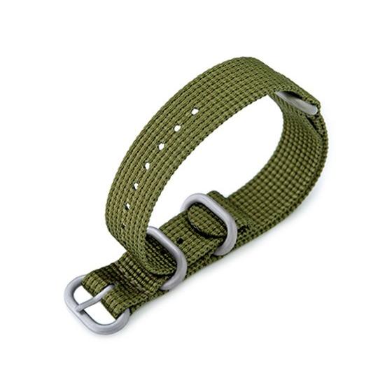 18mm MiLTAT 時計ベルト ZULU 4リング 多層織ナイロン オリーブ