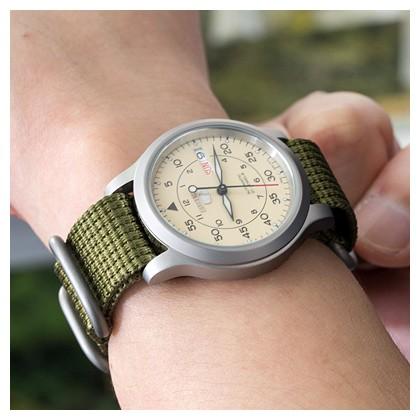 18mm MiLTAT 時計ベルト ZULU 4リング 多層織ナイロン オリーブ