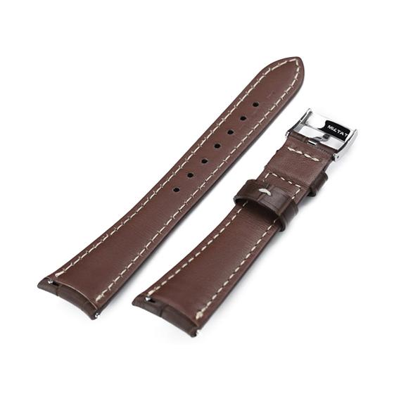 19mm MiLTAT 時計ベルト クロコグレーン ダークブラウン ベージュ