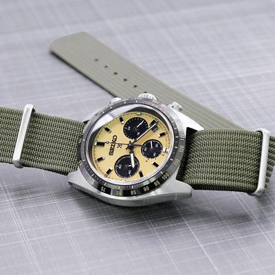 20mm 時計ベルト NATO G10 リブドナイロン ミリタリーグリーン