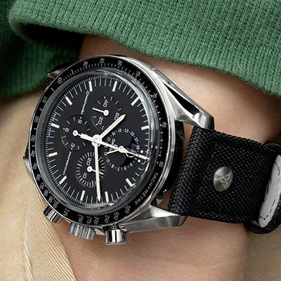 20mm HAVESTON 時計ベルト AAF ナイロン ブラック ビーズブラスト