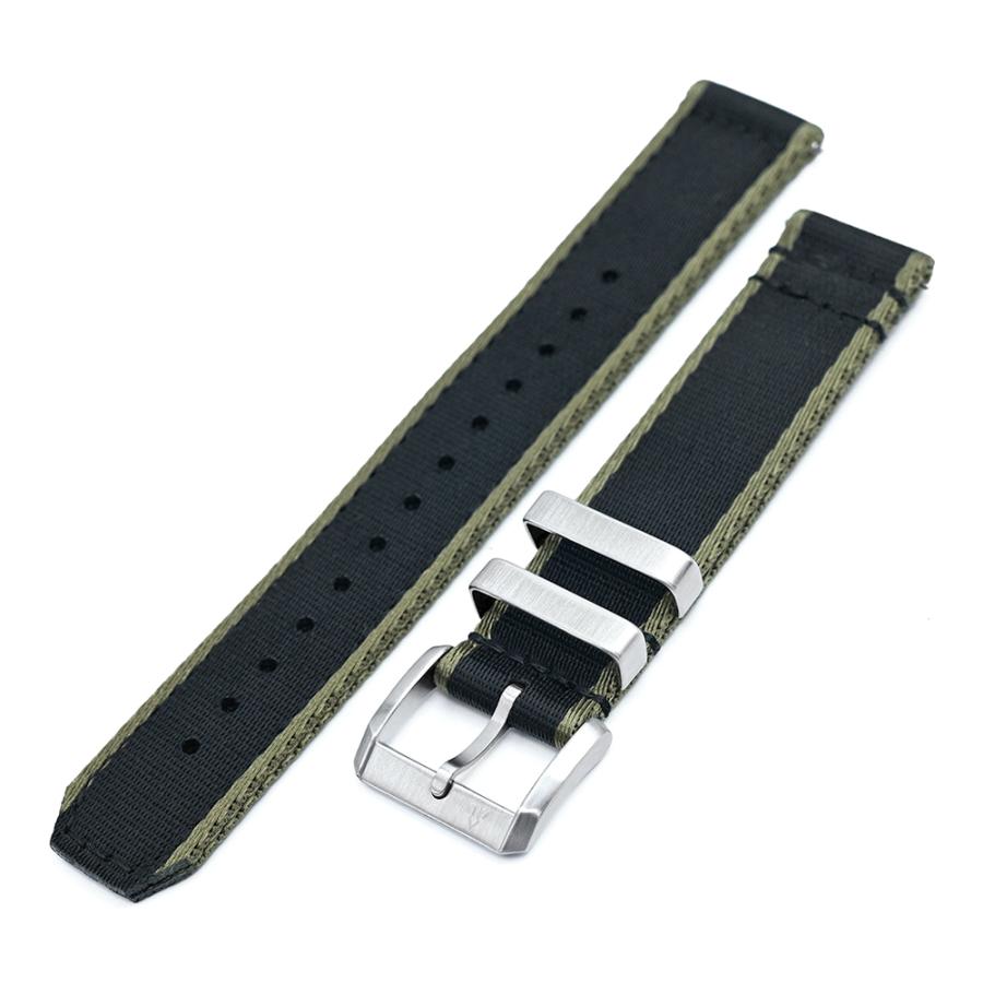 20mm HAVESTON 時計ベルト Radiol-2P ナイロン ブラック＆カーキ