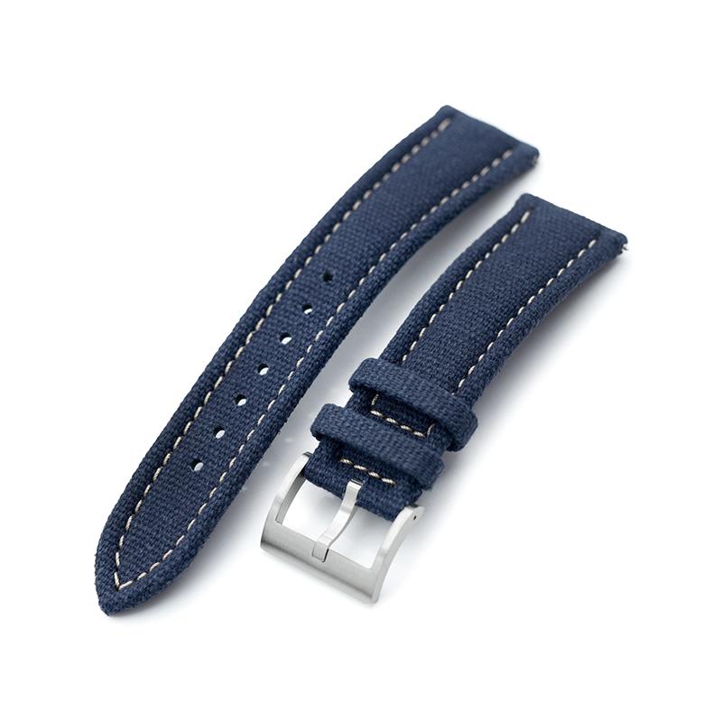 20mm MiLTAT 時計ベルト キャンバス アビエータースタイル ネイビー