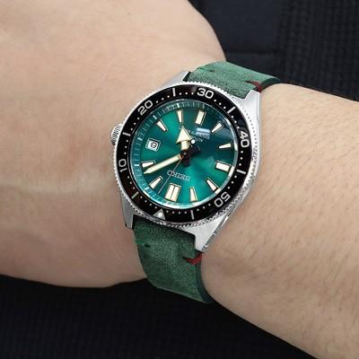 20mm MiLTAT 時計ベルト イタリアンスエード エメラルドグリーン