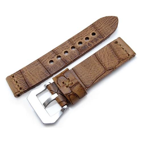 22mm MiLTAT 時計ベルト Zizz ハンドソーイング クラックドクロコ