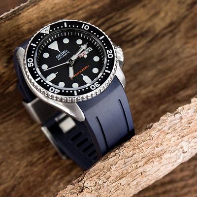 22mm Crafter Blue 時計ベルト NBRラバー ネイビーブルー カーブドエンド for セイコー ダイバー SKX007, SKX009, SKX011他｜taikonaut｜05