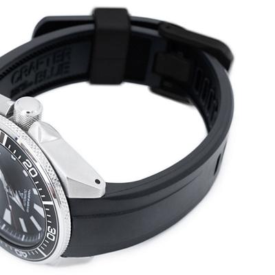 22mm Crafter Blue 時計ベルト NBRラバー ブラック PVDバックル