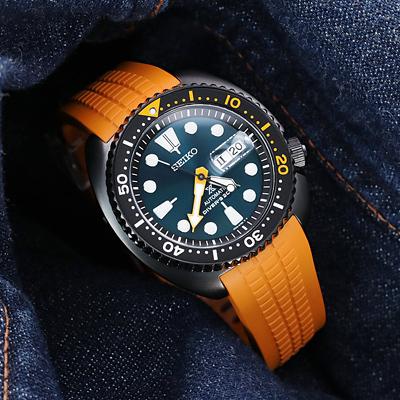 22mm Crafter Blue CB12 時計ベルト NBRラバー オレンジ カーブド