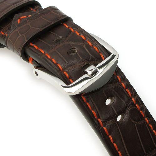 24mm TAIKONAUT 時計ベルト ホーンドボニークロコダイル マットマロン