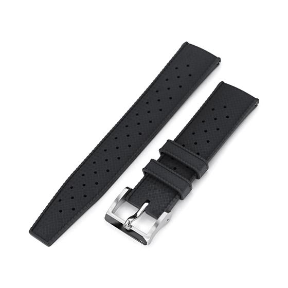 22mm MiLTAT 時計ベルト FKMラバー ブラック トロピック スタイル