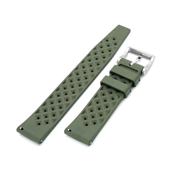 22mm MiLTAT 時計ベルト FKMラバー ミリタリーグリーン トロピック