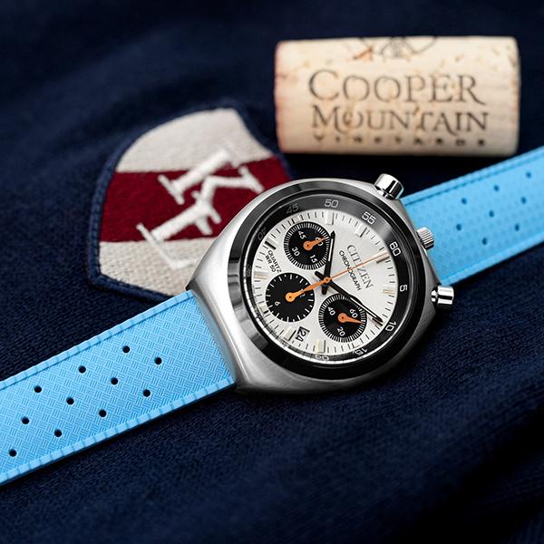 18mm MiLTAT 時計ベルト FKMラバー スカイブルー トロピック スタイル