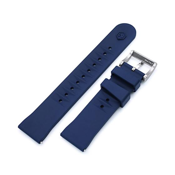 22mm MiLTAT 時計ベルト FKMラバー ネイビーブルー ワッフル