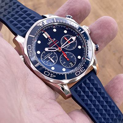 22mm MiLTAT 時計ベルト FKMラバー ネイビーブルー ワッフル