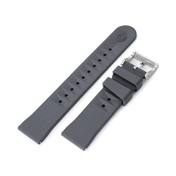 22mm MiLTAT 時計ベルト FKMラバー ミリタリーグレー ワッフル