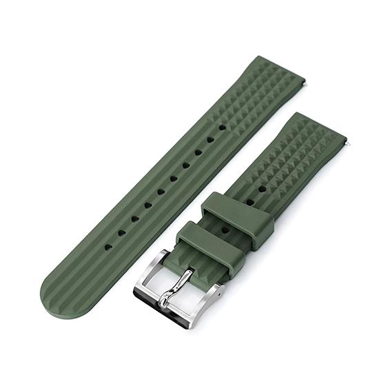 タイコノートMILTATベルト 22mm MiLTAT 時計ベルト FKMラバー ミリタリーグリーン ワッフル