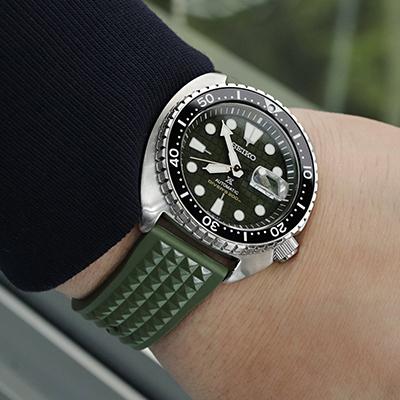 22mm MiLTAT 時計ベルト FKMラバー ミリタリーグリーン ワッフル