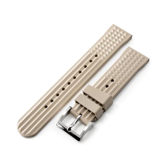 20mm MiLTAT 時計ベルト FKMラバー サンド ワッフル ストレート