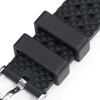 20mm MiLTAT 時計ベルト FKMラバー ロンバス ブラック ストレート