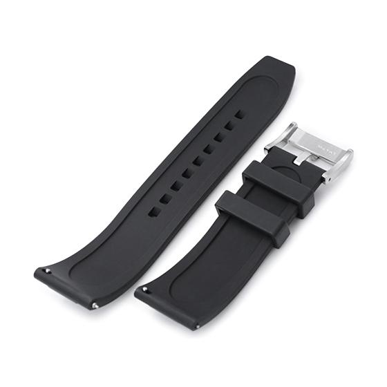 24mm MiLTAT 時計ベルト FKMラバー ラダーステップ ブラック