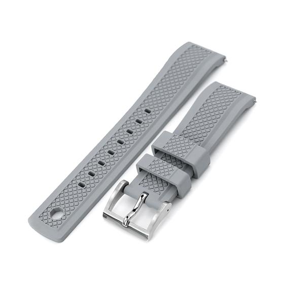 20mm MiLTAT 時計ベルト FKMラバー グレー クリスクロス