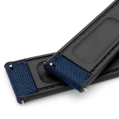 20mm MiLTAT 時計ベルト セイルクロス FKMラバー ネイビーブルー