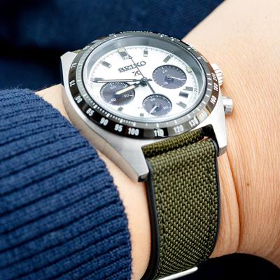 20mm MiLTAT 時計ベルト セイルクロス FKMラバー ミリタリーグリーン