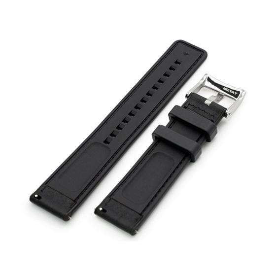 20mm MiLTAT 時計ベルト カーフレザー FKMラバー ブラック