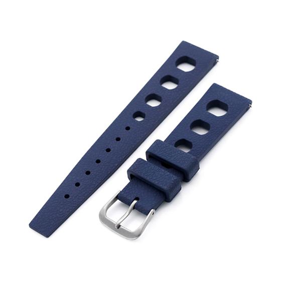 20mm MiLTAT 時計ベルト FKMラバー ネイビーブルー ラリー ストレート