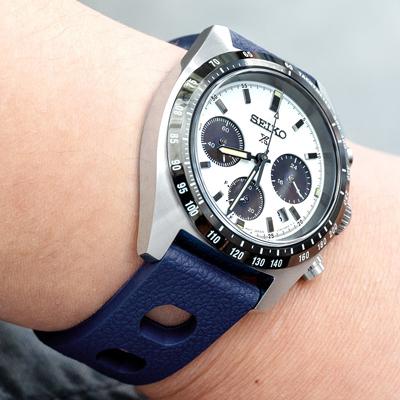 20mm MiLTAT 時計ベルト FKMラバー ネイビーブルー ラリー ストレート