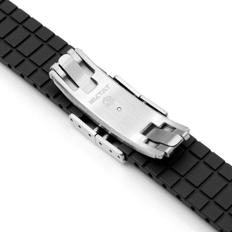 20mm MiLTAT FKM28 時計ベルト FKMラバー ブラック バタフライバックル 