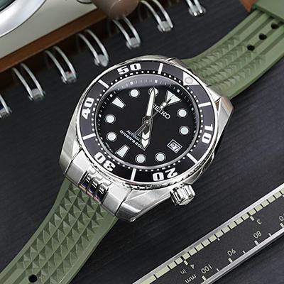 20mm MiLTAT 時計ベルト FKMラバー ミリタリーグリーン ワッフル