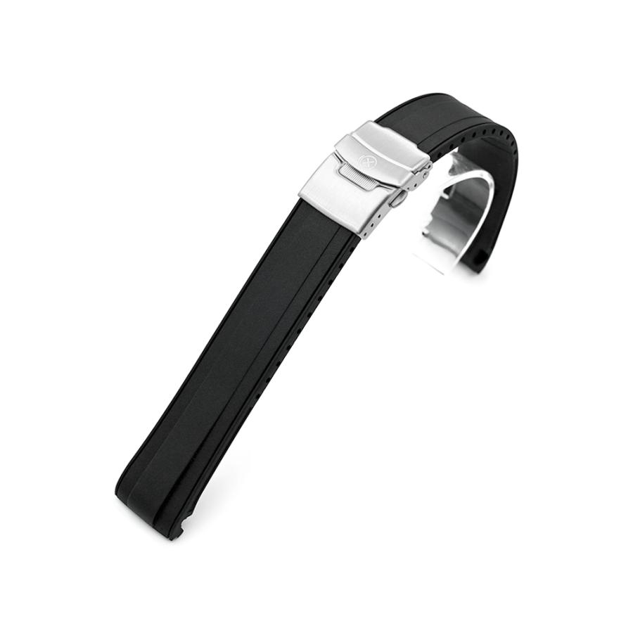 22mm StrapXPro STX1A 時計ベルト バルカナイズド ラバー ブラック for