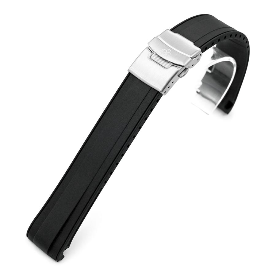 22mm StrapXPro STX1A 時計ベルト バルカナイズド ラバー ブラック for