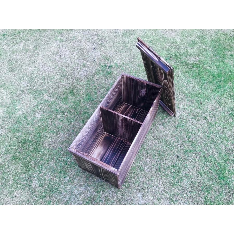 新品 焼き目加工 りんご箱 蓋付 中板仕切り付 1箱 // 複数購入 新品 焼き目加工 りんご箱 蓋付 中板仕切り付 1箱 // 複数購入