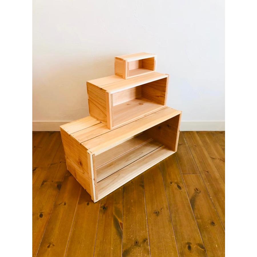 新品 蓋付 りんご箱 大中小 1セット // 複数購入可 収納 diy 木 新品 蓋付 りんご箱 大中小 1セット // 複数購入可 収納 diy 木
