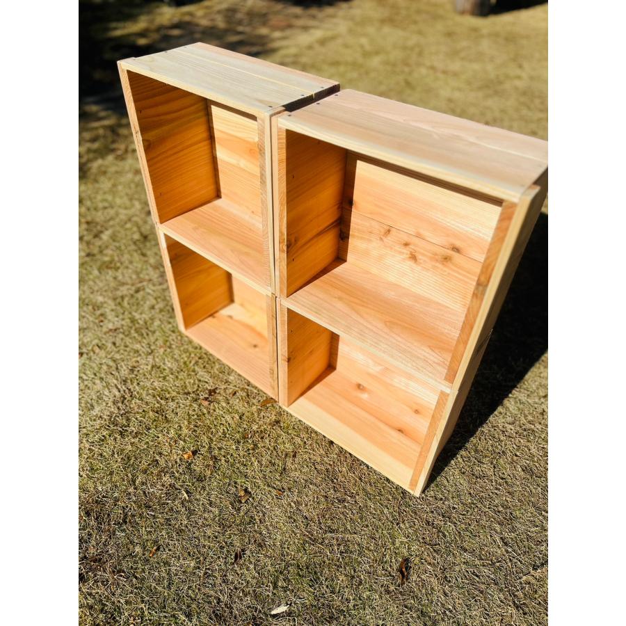 新品 りんご箱 蓋付 角小箱 4箱 // 複数購入可 // 木箱 ウッドボックス 