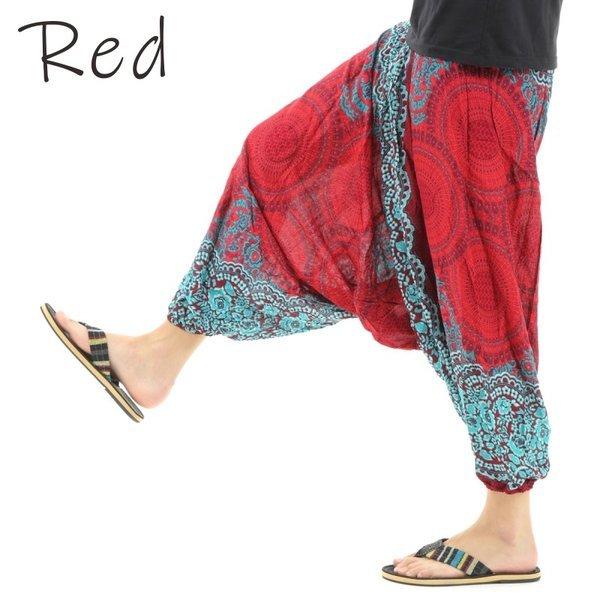 サルエルパンツ メンズ レディース フローラル レーヨン アラジン