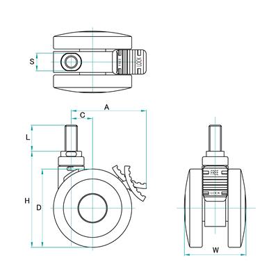 東信製作所 TSW75-B グレー 双輪キャスター Φ75 ボルトタイプ ストッパー付｜tairaml｜02