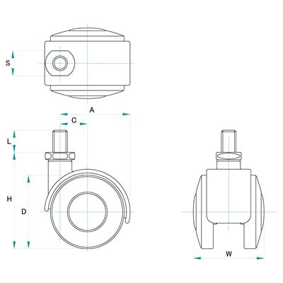 東信製作所 U50-B 双輪キャスター 50mm ネジ径 U5/16×18山 キャップカラー ステンレス｜tairaml｜02